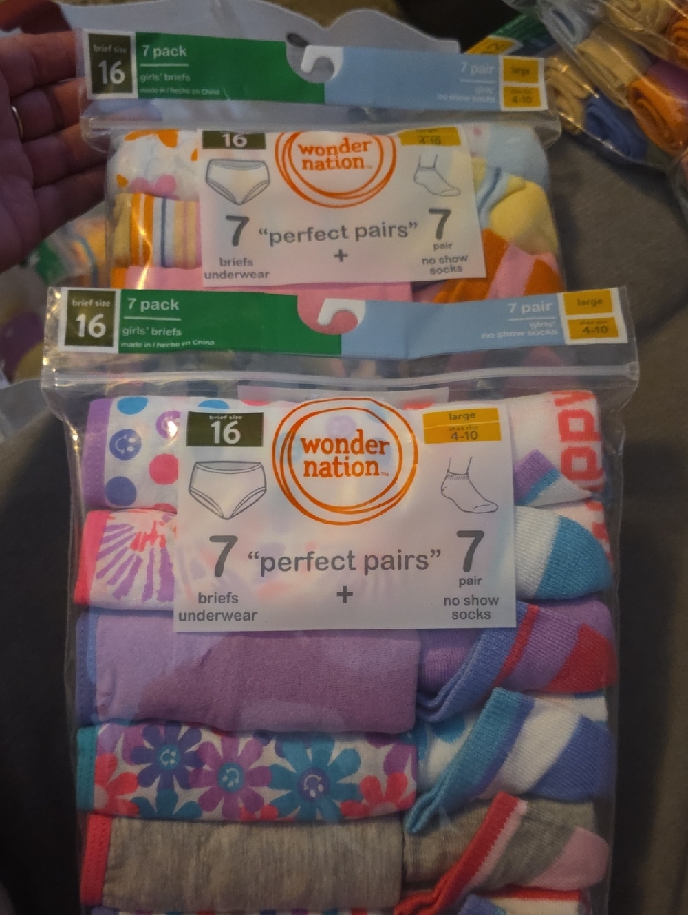 wonder nation 2 Packs Of  Girls 7-Pack Briefs & 7 PR No-Show Socks - Multicolor